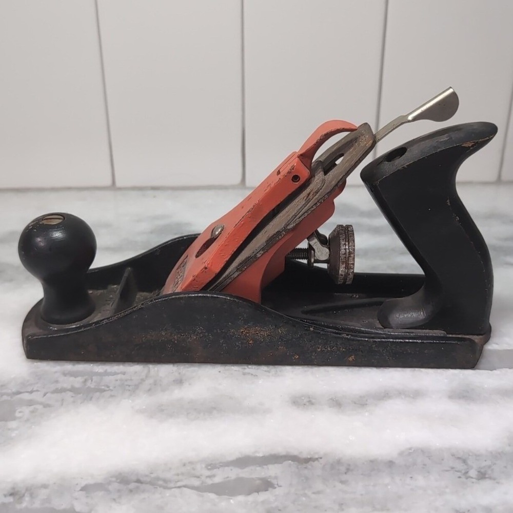 Sears Vintage Hand Plane Red Lever Cap Made in USA Woodworking Tool 9.5 Inch - Picture 4 of 10